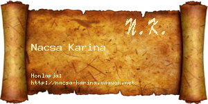 Nacsa Karina névjegykártya